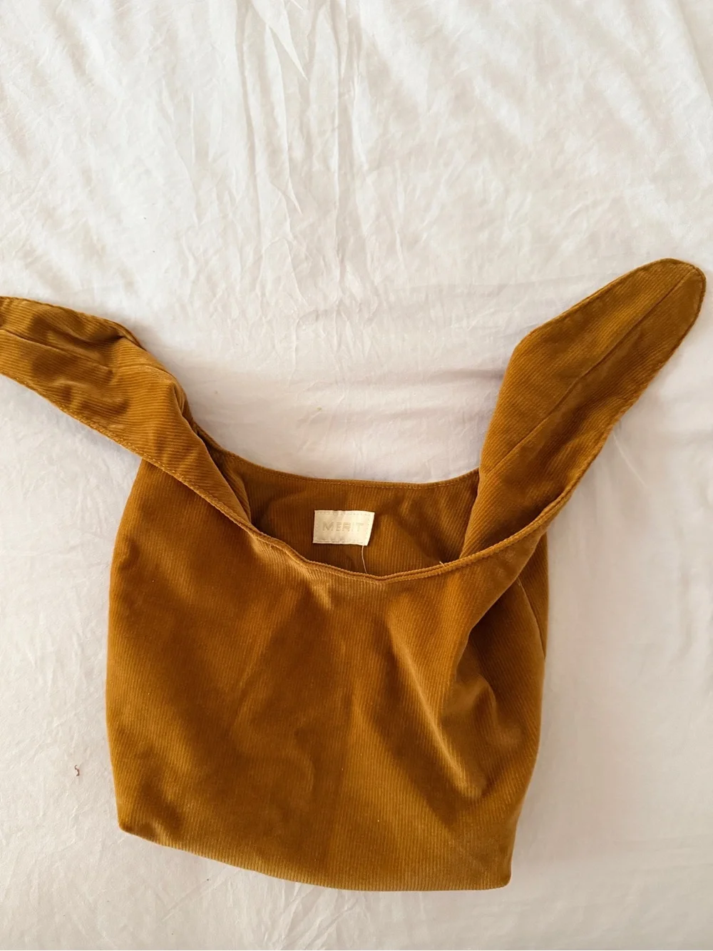 MERIT corduroy make-bag in soft brown